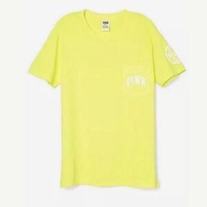 Pink Victoria's Secret Women's Short Sleeve Crew Neck Graphics Campus Tee Shirt